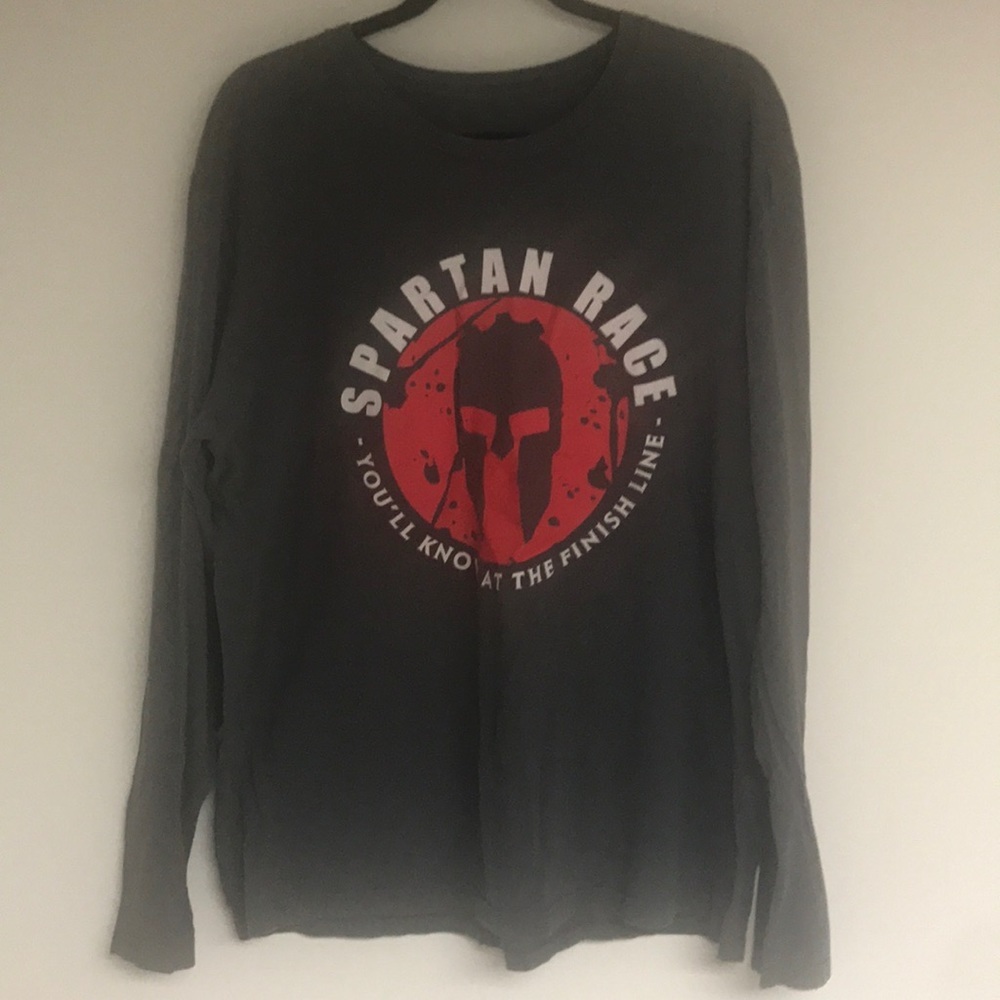 Spartan Race Participants Long Sleeve Tee Shirt Gray and Red XL